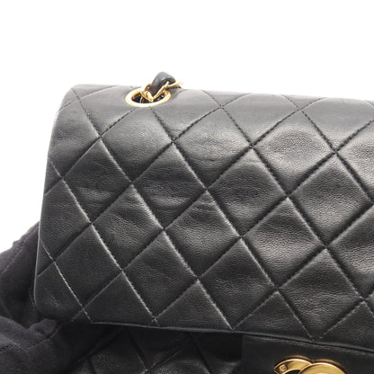 マトラッセ Wフラップ Wチェーンショルダーバッグ ラムスキン ブラック ゴールド金具 シャネル バッグ CHANEL