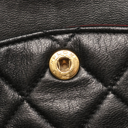 マトラッセ Wフラップ Wチェーンショルダーバッグ ラムスキン ブラック ゴールド金具 シャネル バッグ CHANEL