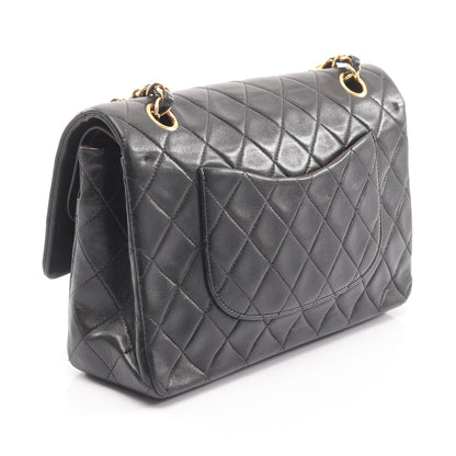 マトラッセ Wフラップ Wチェーンショルダーバッグ ラムスキン ブラック ゴールド金具 シャネル バッグ CHANEL