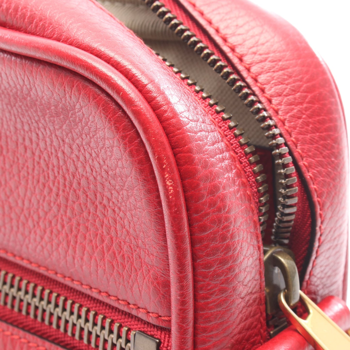 グッチプリント ショルダーバッグ レザー レッド グッチ バッグ GUCCI
