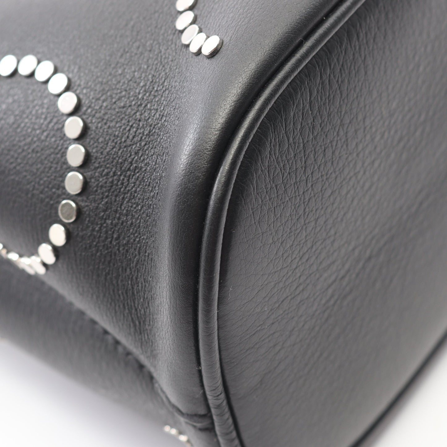 SOFT GRAIN VITE バックル ハンドバッグ トートバッグ レザー ブラック スタッズ 2WAY プラダ バッグ PRADA