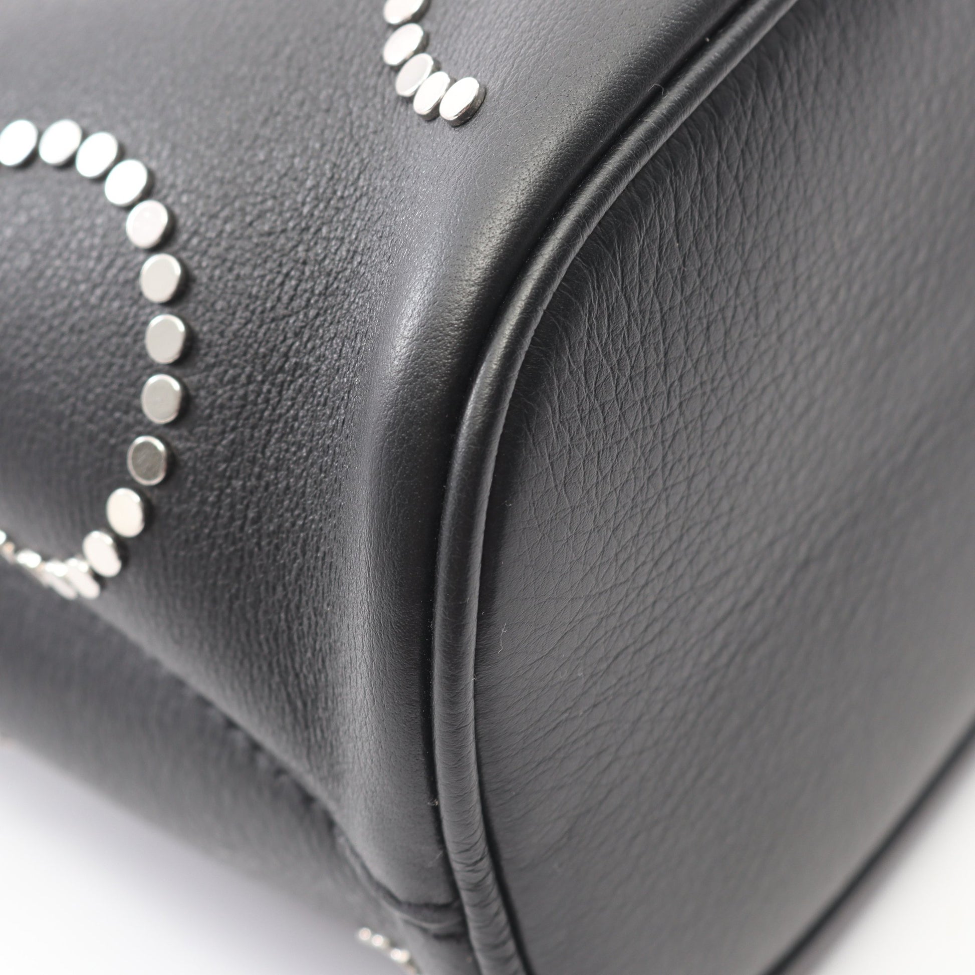 SOFT GRAIN VITE バックル ハンドバッグ トートバッグ レザー ブラック スタッズ 2WAY プラダ バッグ PRADA