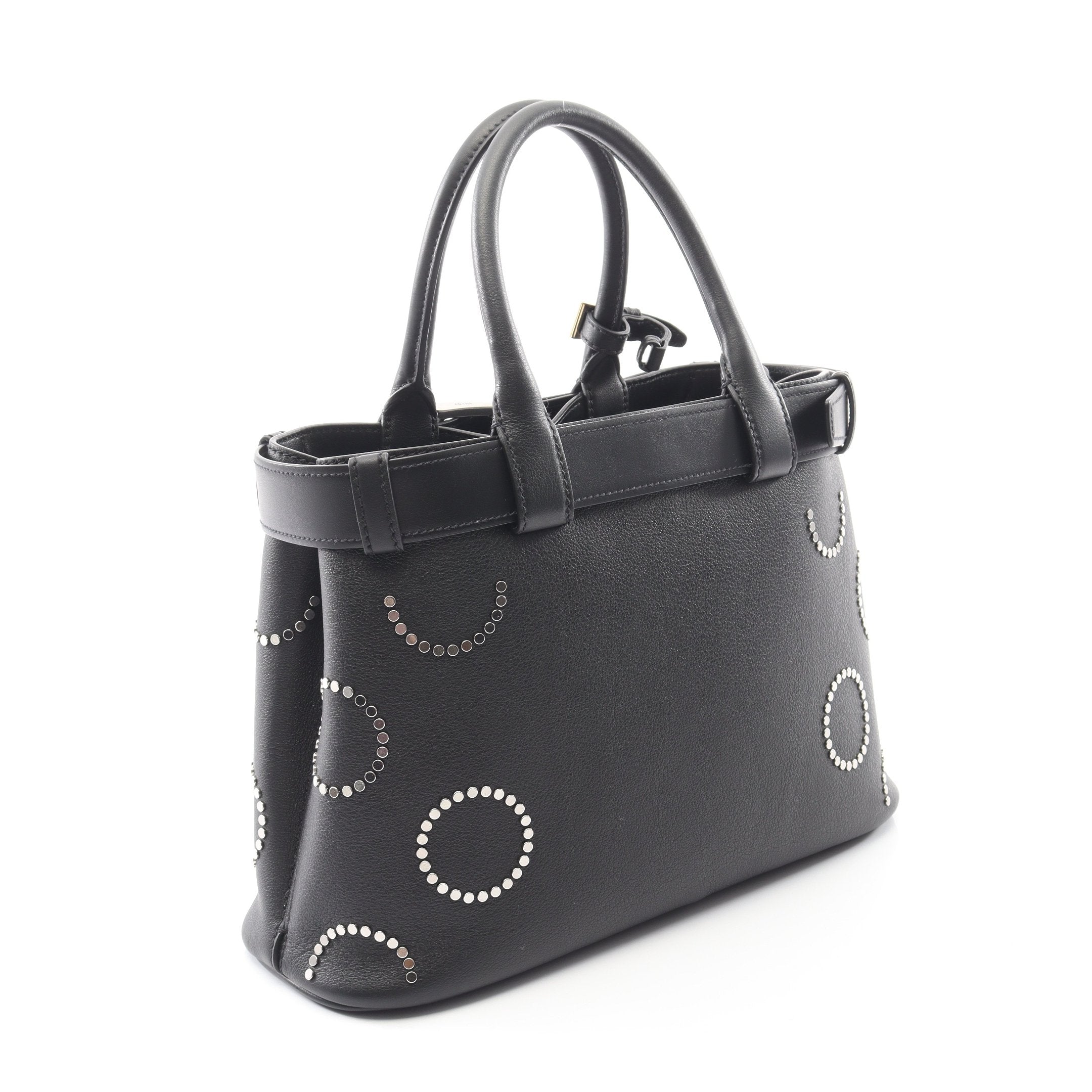PRADA プラダ トートバッグ SOFT GRAIN VITE バックル SOFT GRAIN VITE バックル ハンドバッグ トートバッグ レザー ブラック