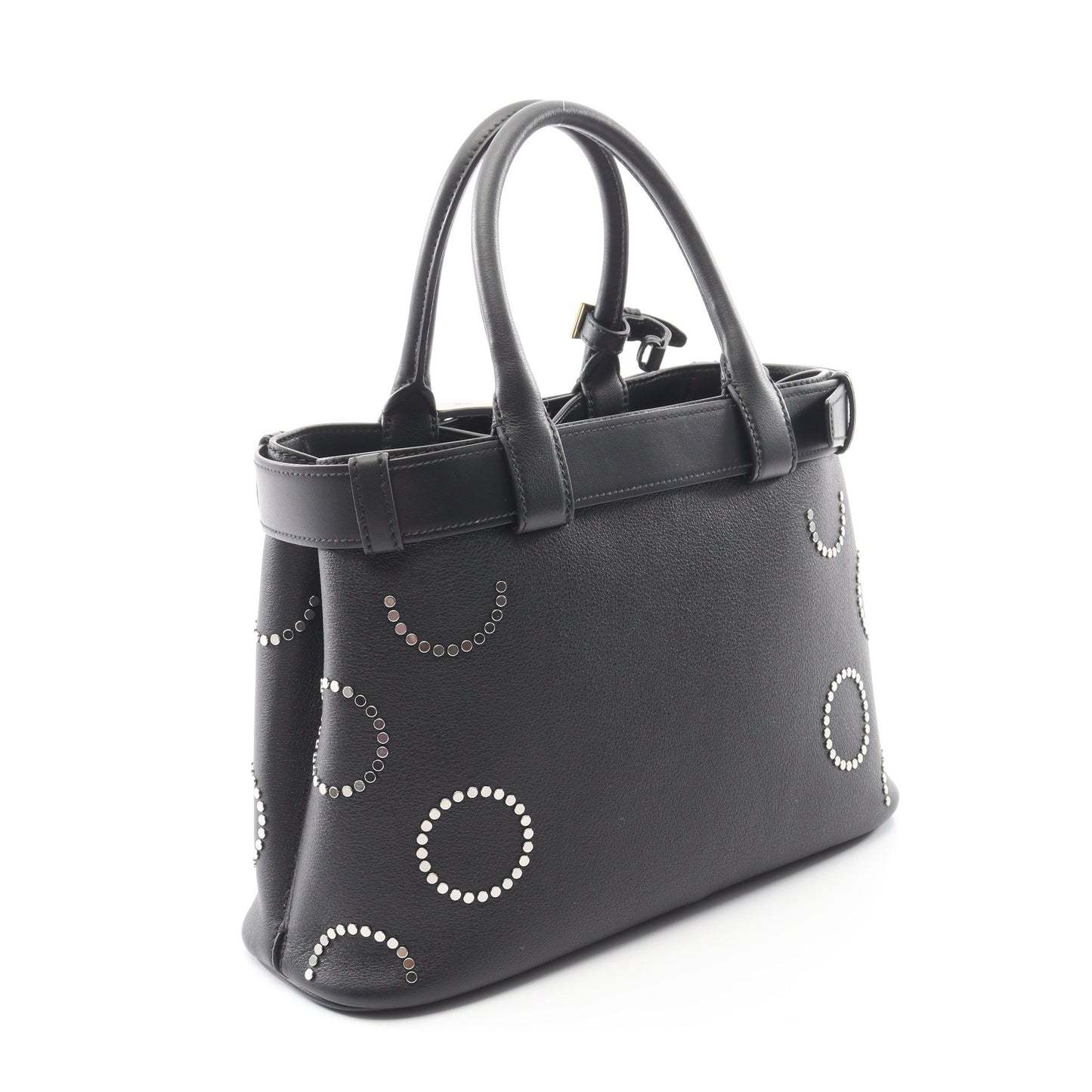SOFT GRAIN VITE バックル ハンドバッグ トートバッグ レザー ブラック スタッズ 2WAY プラダ バッグ PRADA