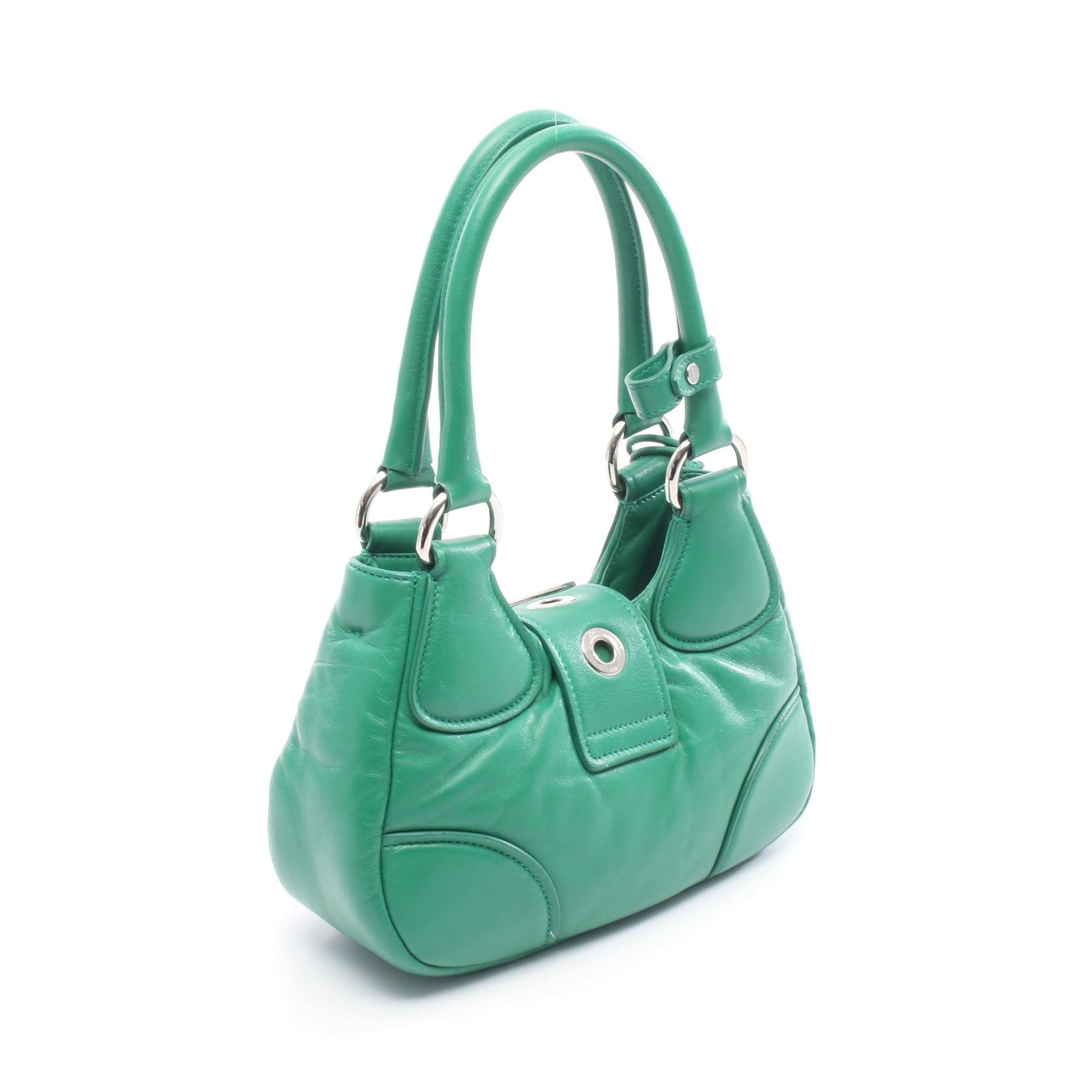 PRADA グリーンレザー ハンドバッグ 中古 プラダ PRADA ブリック 2WAY