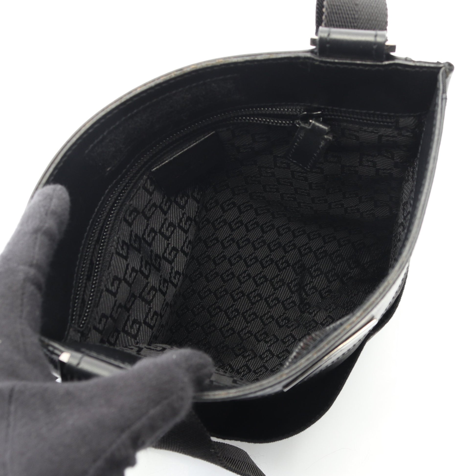 ショルダーバッグ キャンバス レザー ブラック グッチ バッグ GUCCI