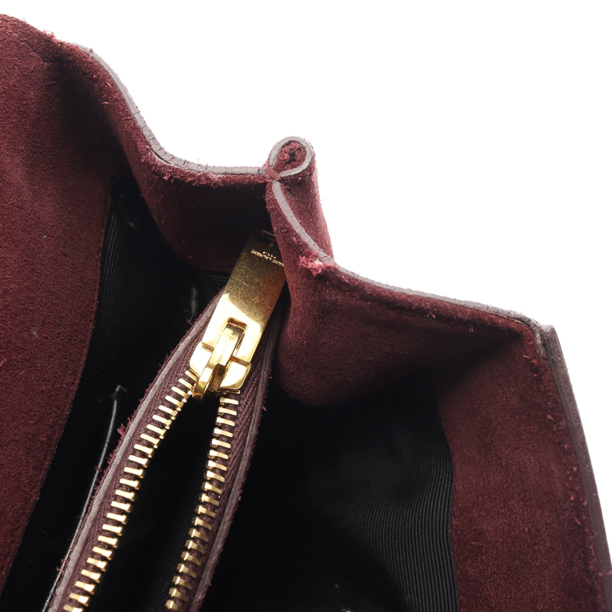 サック ムジーク ハンドバッグ スエード レザー ボルドー ブラック サンローランパリ バッグ SAINT LAURENT PARIS