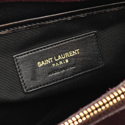 サック ムジーク ハンドバッグ スエード レザー ボルドー ブラック サンローランパリ バッグ SAINT LAURENT PARIS