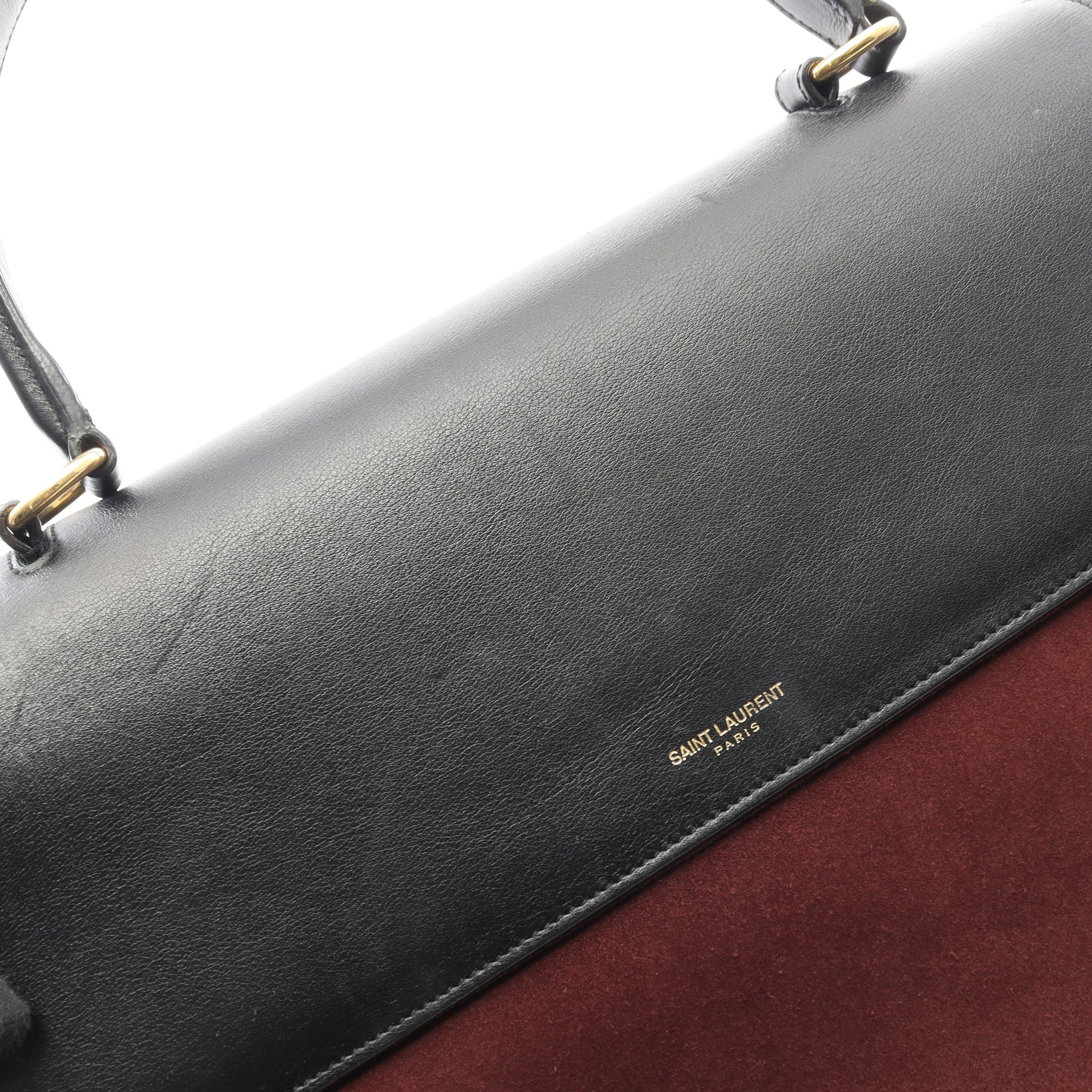 サック ムジーク ハンドバッグ スエード レザー ボルドー ブラック サンローランパリ バッグ SAINT LAURENT PARIS