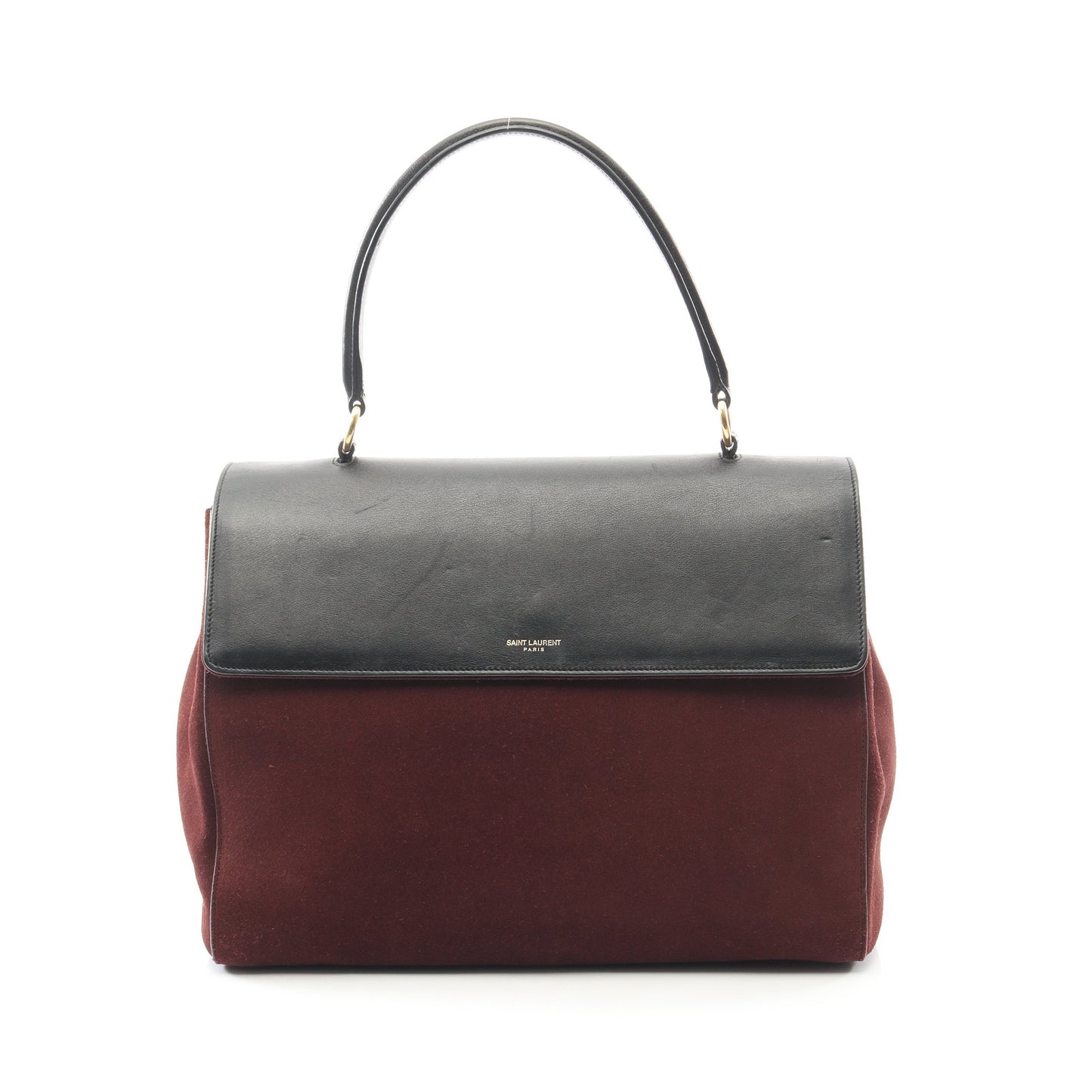サック ムジーク ハンドバッグ スエード レザー ボルドー ブラック サンローランパリ バッグ SAINT LAURENT PARIS