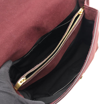 サック ムジーク ハンドバッグ スエード レザー ボルドー ブラック サンローランパリ バッグ SAINT LAURENT PARIS