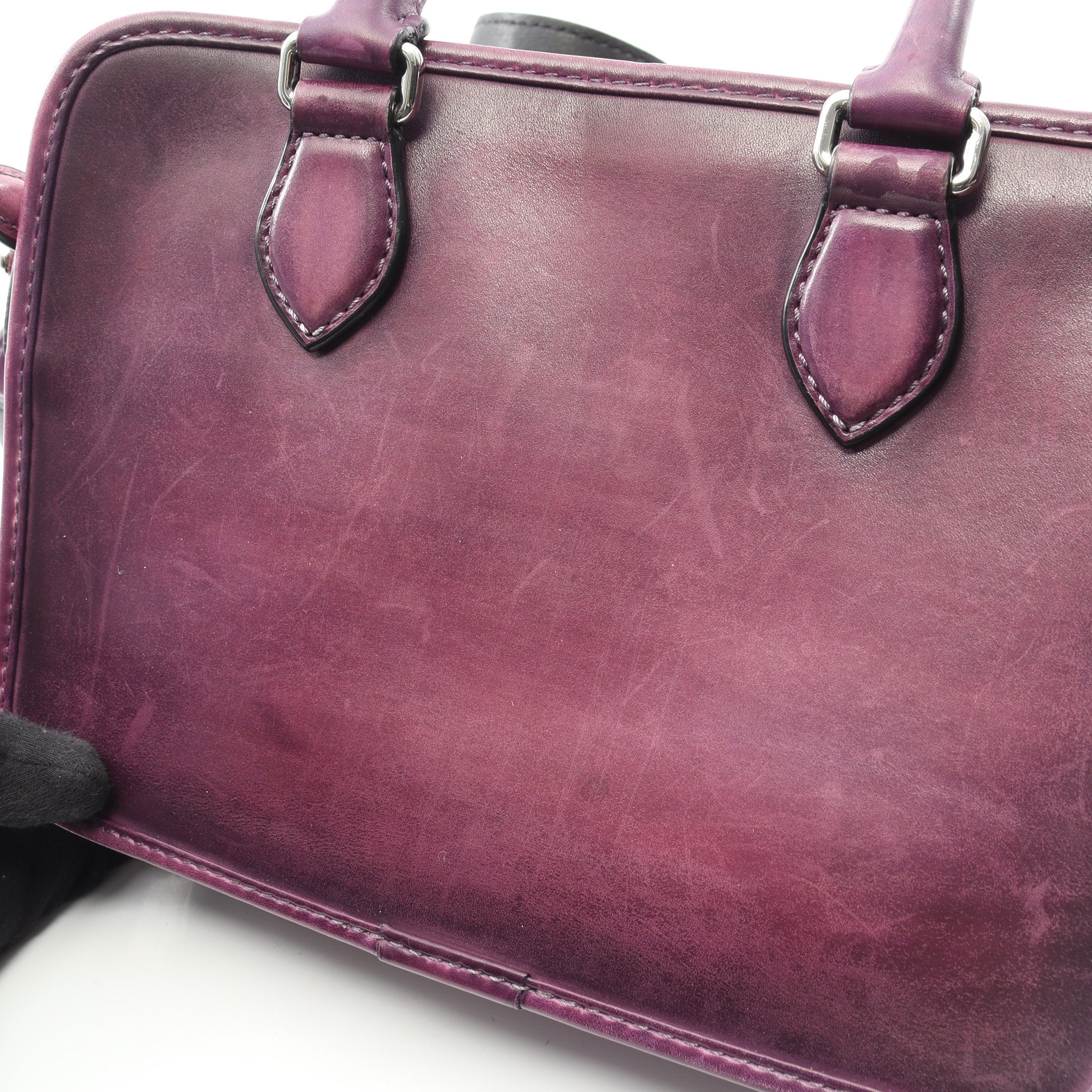 アンジュール ガリバー カリグラフィ ハンドバッグ レザー パープル