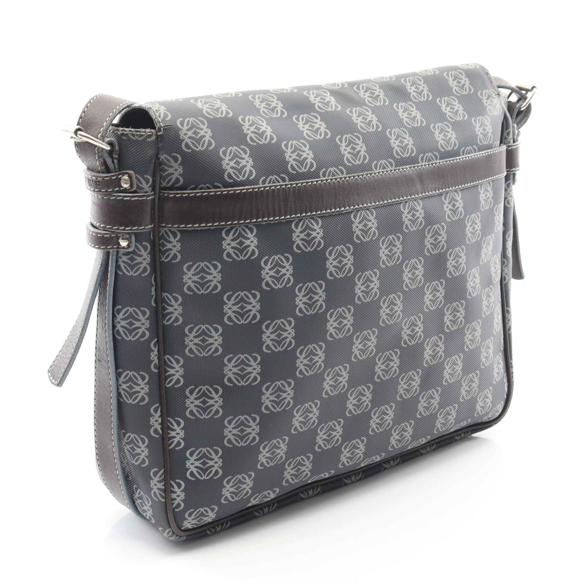 アナグラム ショルダーバッグ PVC レザー ブルーグレー ダークブラウン ロエベ バッグ LOEWE