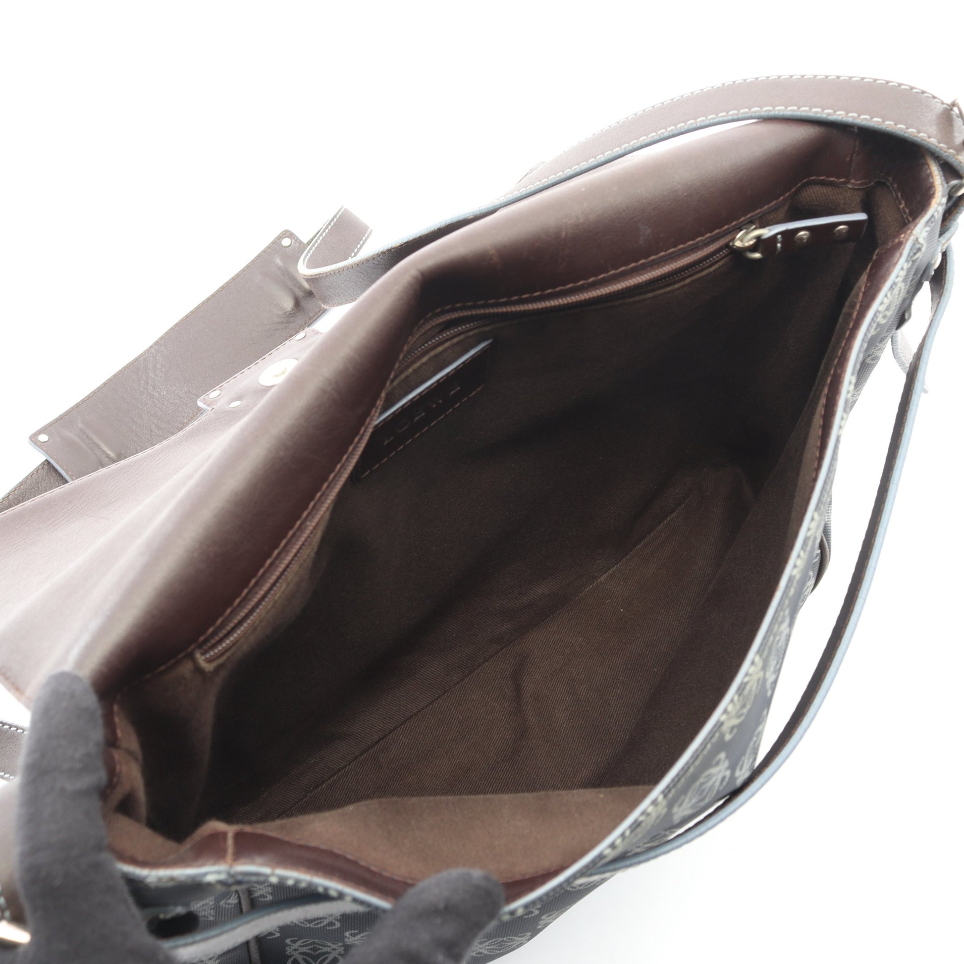 アナグラム ショルダーバッグ PVC レザー ブルーグレー ダークブラウン ロエベ バッグ LOEWE