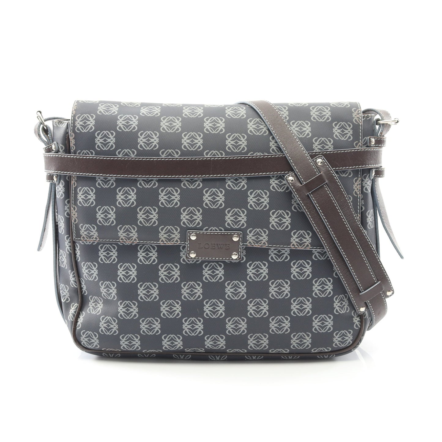 アナグラム ショルダーバッグ PVC レザー ブルーグレー ダークブラウン ロエベ バッグ LOEWE