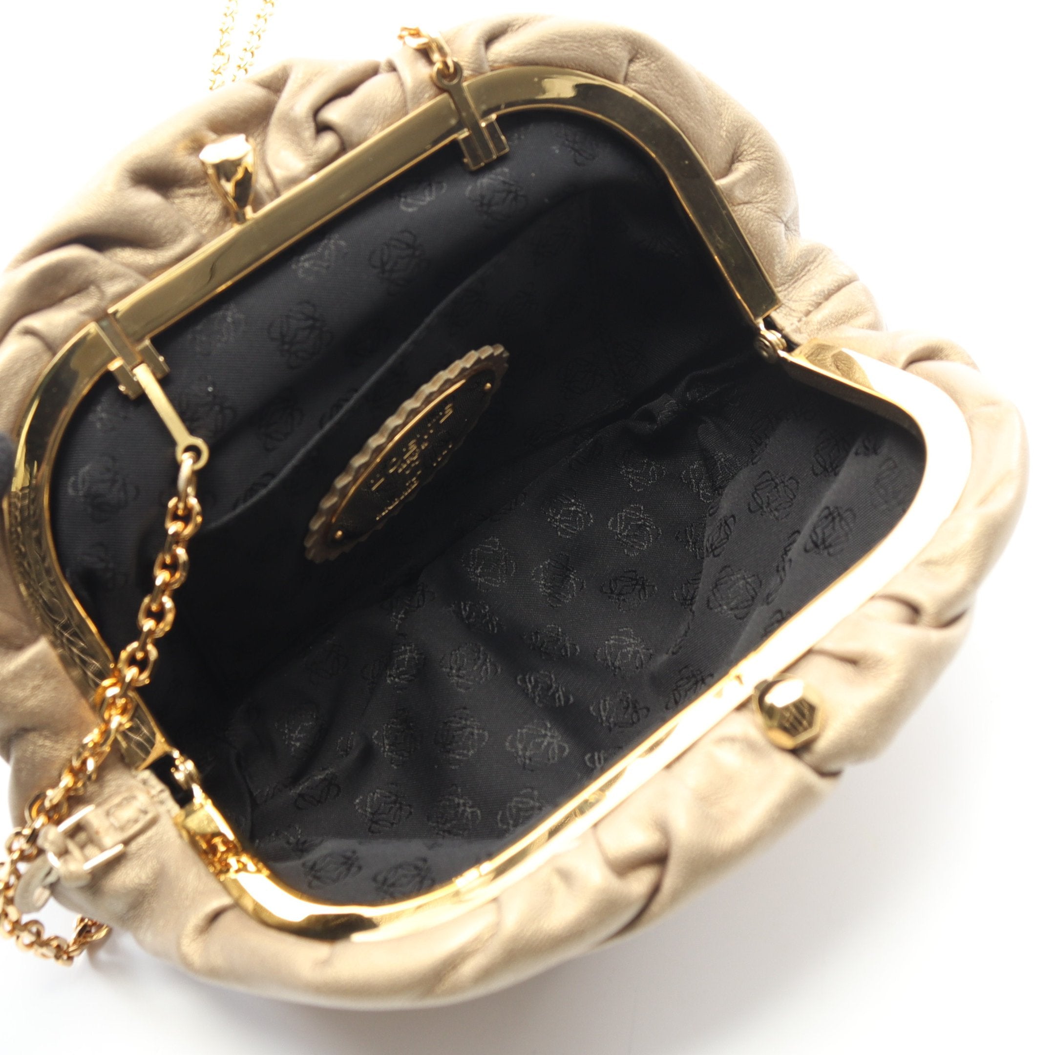 アナグラム チェーンショルダーバッグ レザー ゴールド がま口 ロエベ