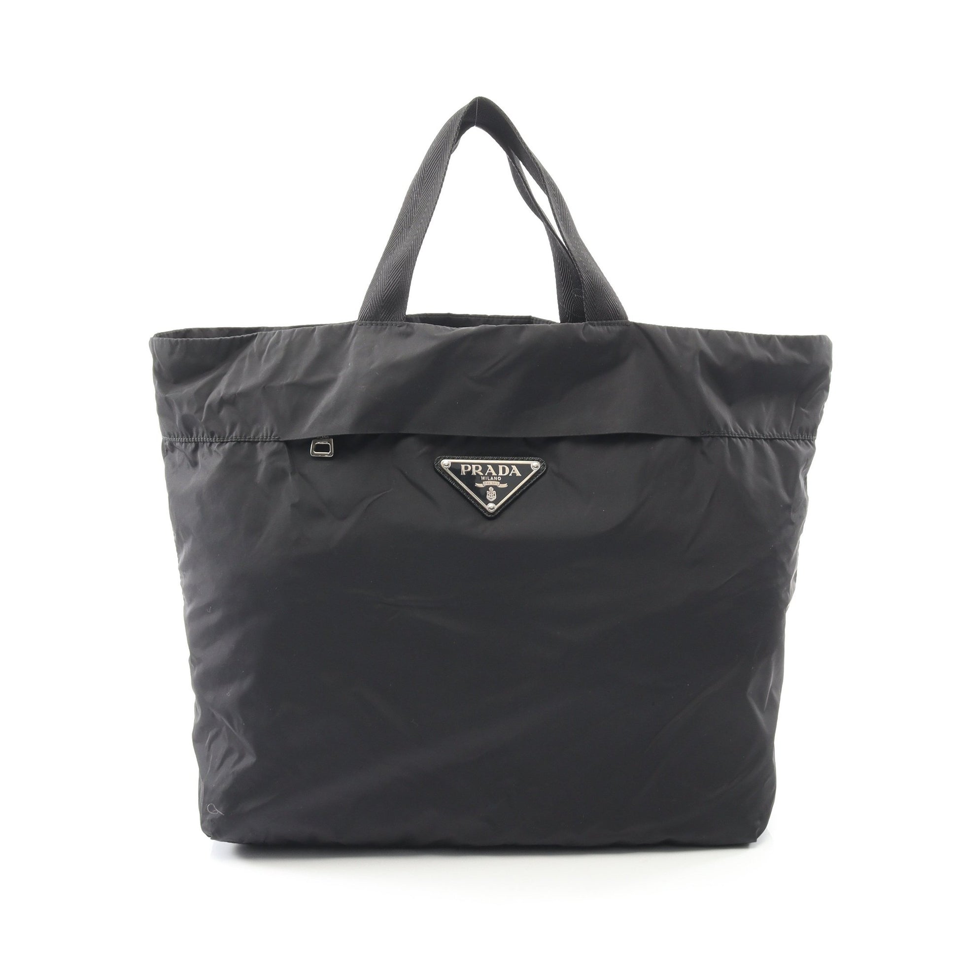 ハンドバッグ トートバッグ ナイロン ブラック 三角プレート プラダ バッグ PRADA
