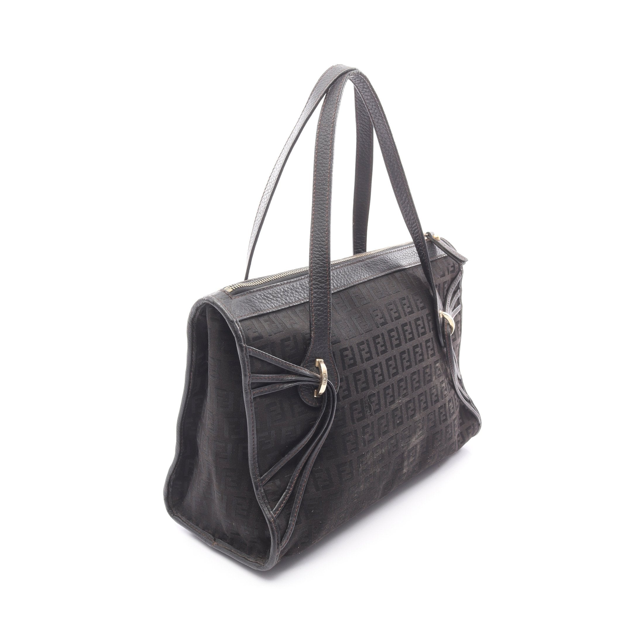 ズッキーノ ハンドバッグ キャンバス レザー ダークブラウン ブラック