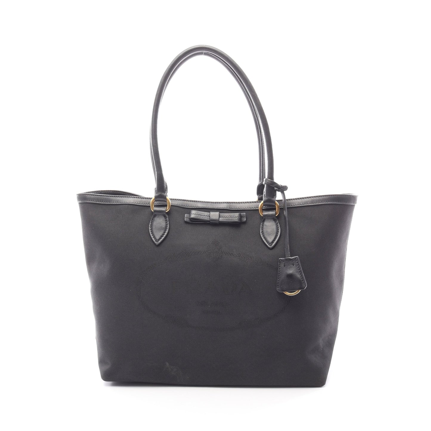 LOGO JACQUARD ロゴジャガード ショルダーバッグ トートバッグ キャンバス レザー ブラック リボン プラダ バッグ PRADA