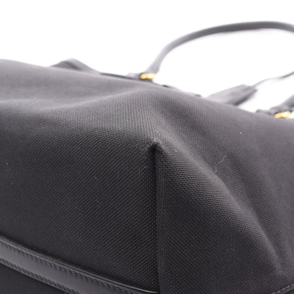 LOGO JACQUARD ロゴジャガード ショルダーバッグ トートバッグ キャンバス レザー ブラック リボン プラダ バッグ PRADA