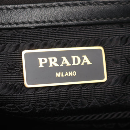 LOGO JACQUARD ロゴジャガード ショルダーバッグ トートバッグ キャンバス レザー ブラック リボン プラダ バッグ PRADA