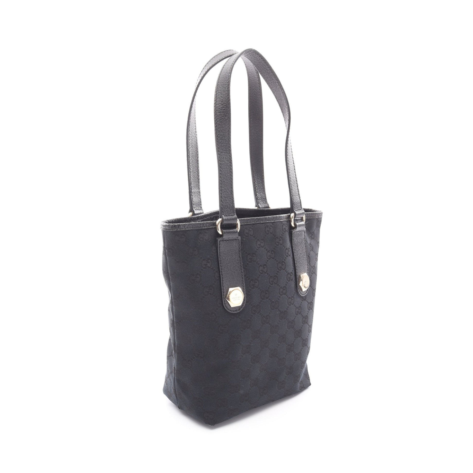 GGキャンバス ハンドバッグ トートバッグ キャンバス レザー ブラック グッチ バッグ GUCCI