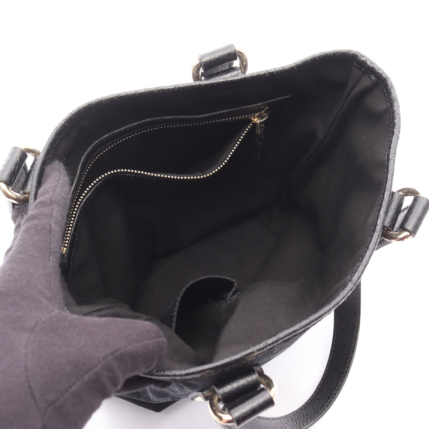 GGキャンバス ハンドバッグ トートバッグ キャンバス レザー ブラック グッチ バッグ GUCCI