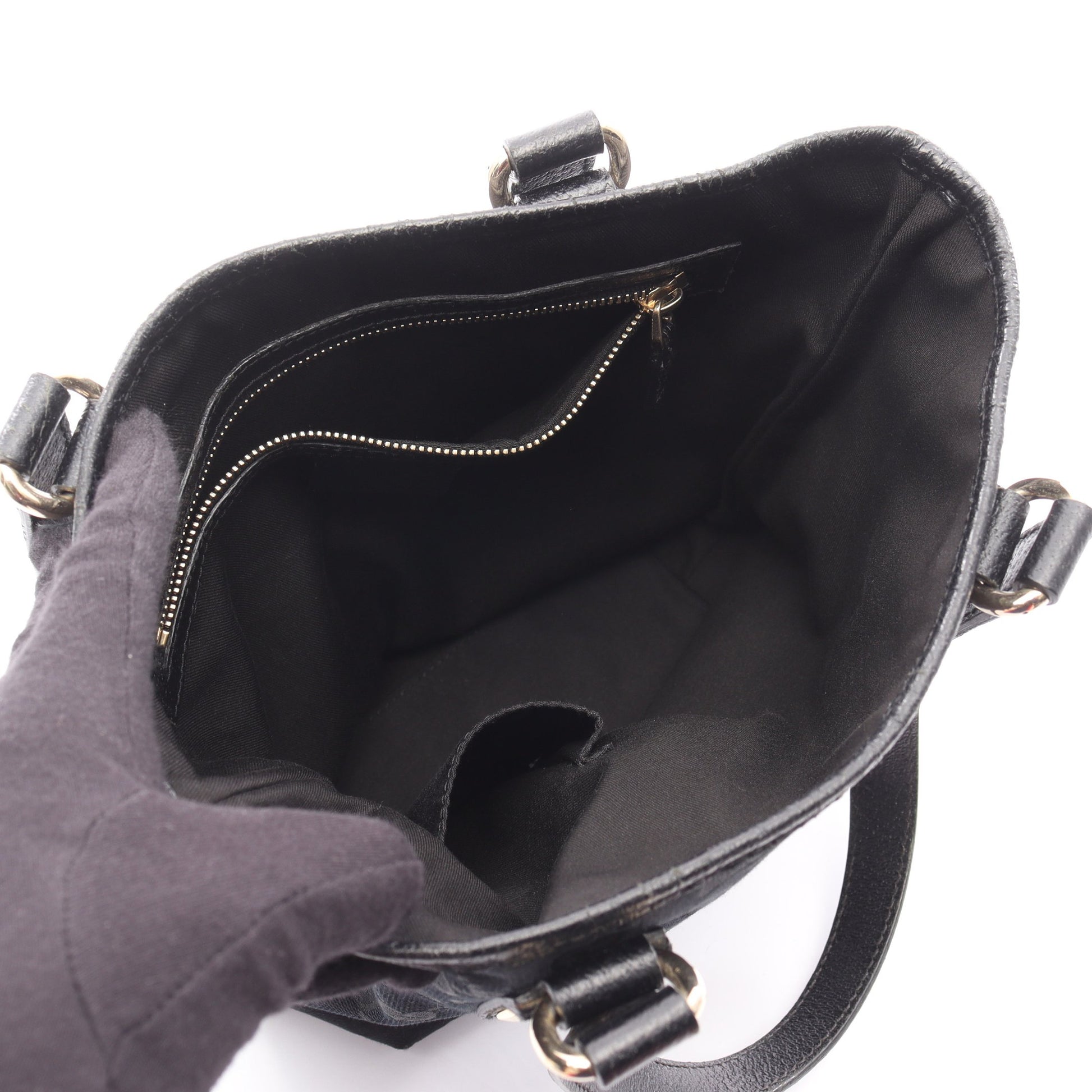 GGキャンバス ハンドバッグ トートバッグ キャンバス レザー ブラック グッチ バッグ GUCCI