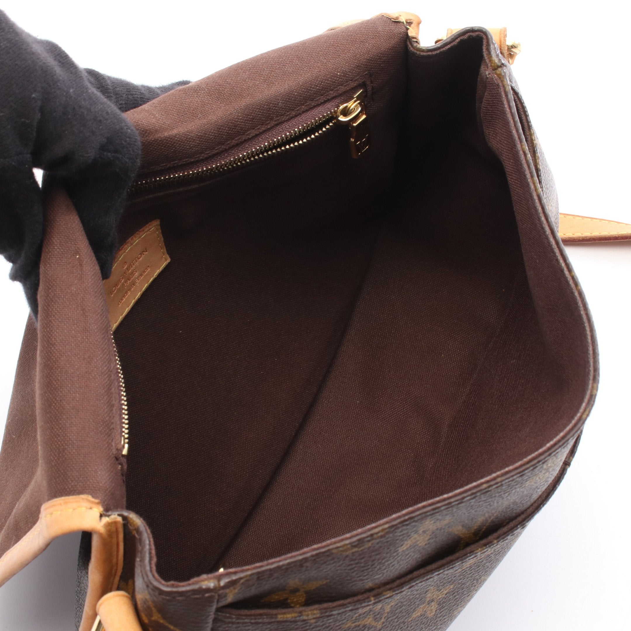 メニルモンタンPM モノグラム ショルダーバッグ PVC レザー ブラウン