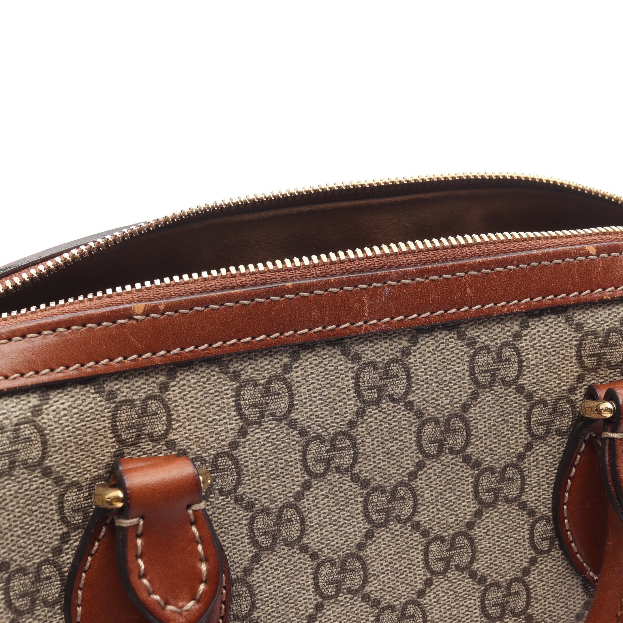 GGスプリーム ハンドバッグ ミニボストンバッグ PVC レザー ベージュ