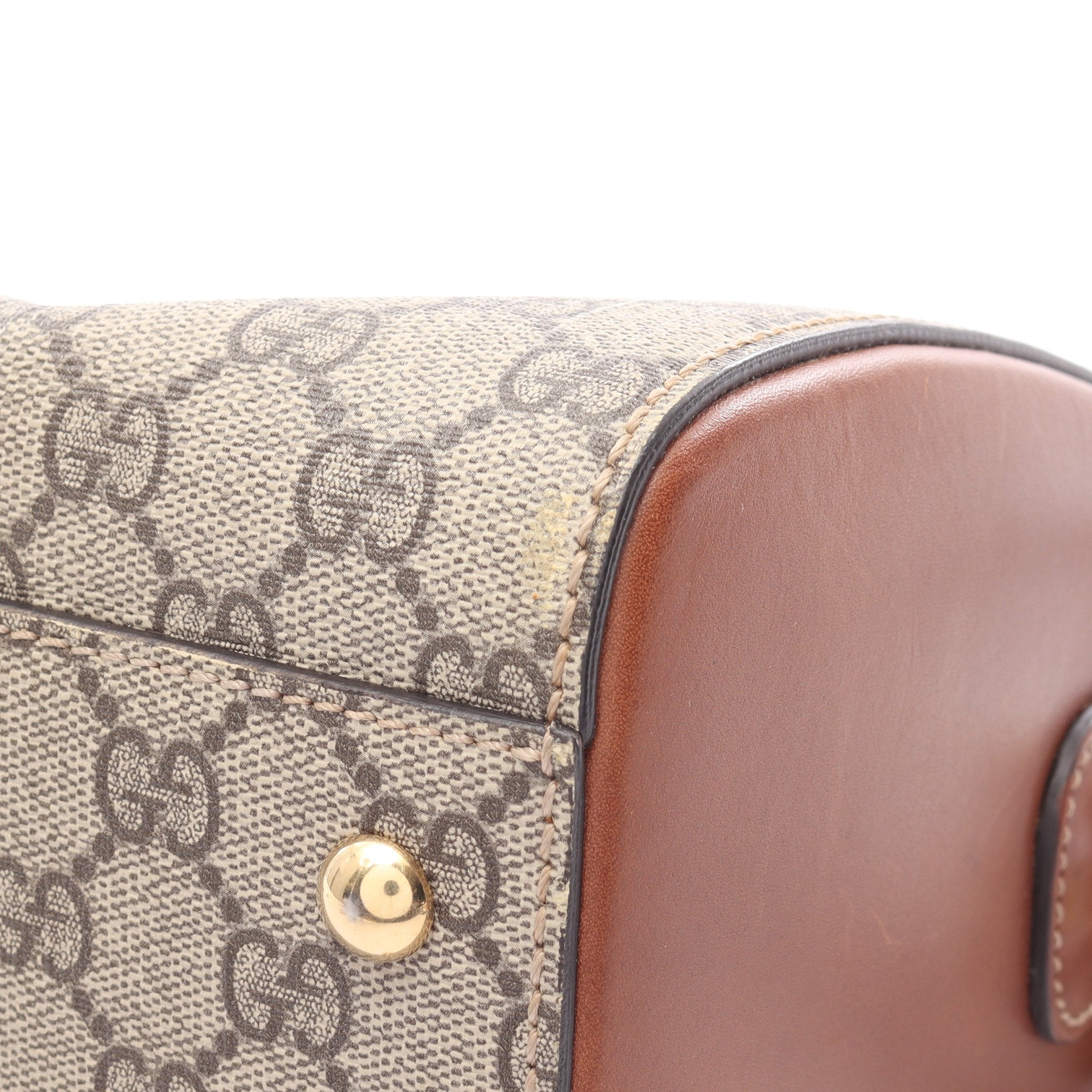 GGスプリーム ハンドバッグ ミニボストンバッグ PVC レザー ベージュ