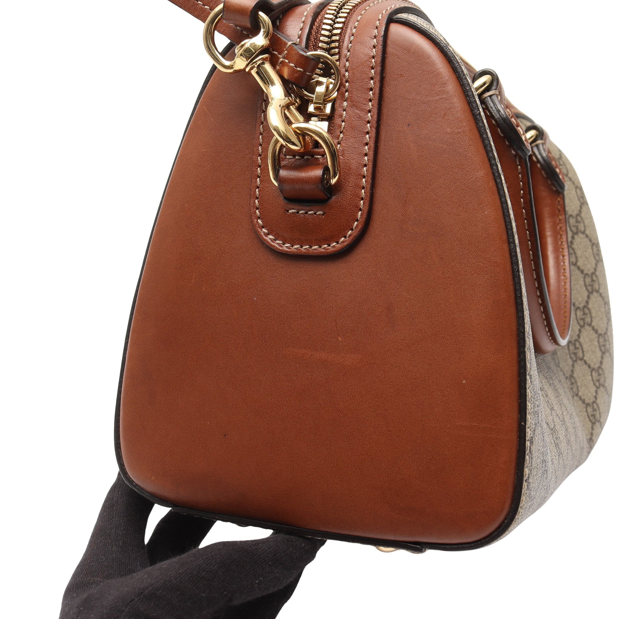 GGスプリーム ハンドバッグ ミニボストンバッグ PVC レザー ベージュ