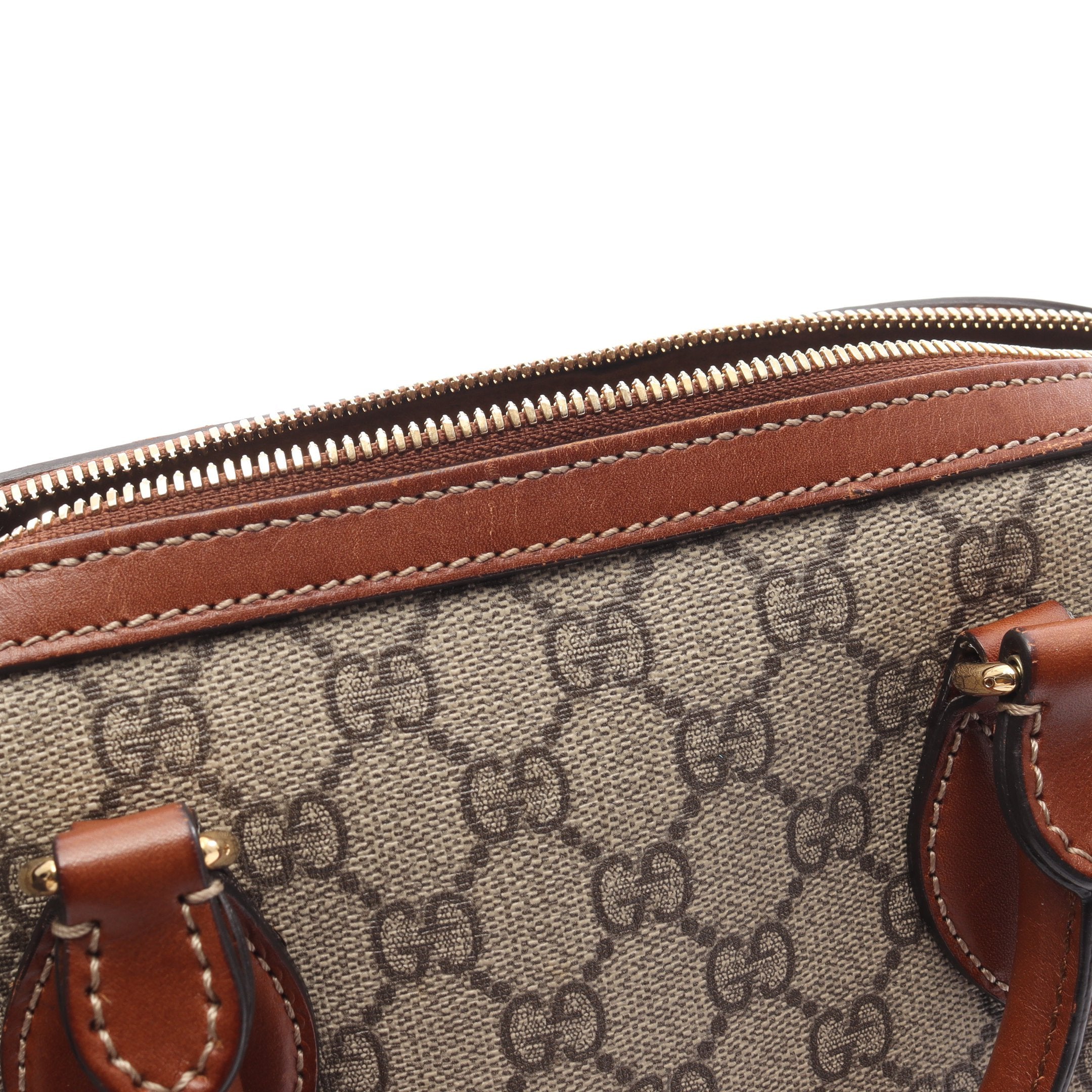 GGスプリーム ハンドバッグ ミニボストンバッグ PVC レザー ベージュ