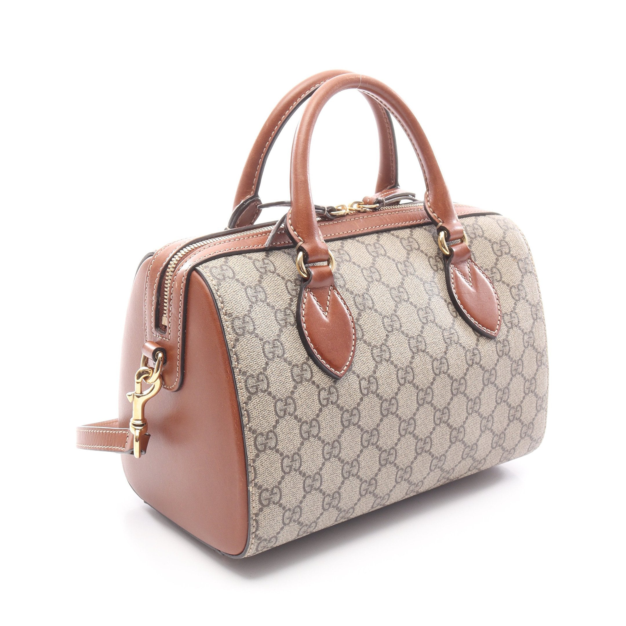 GGスプリーム ハンドバッグ ミニボストンバッグ PVC レザー ベージュ