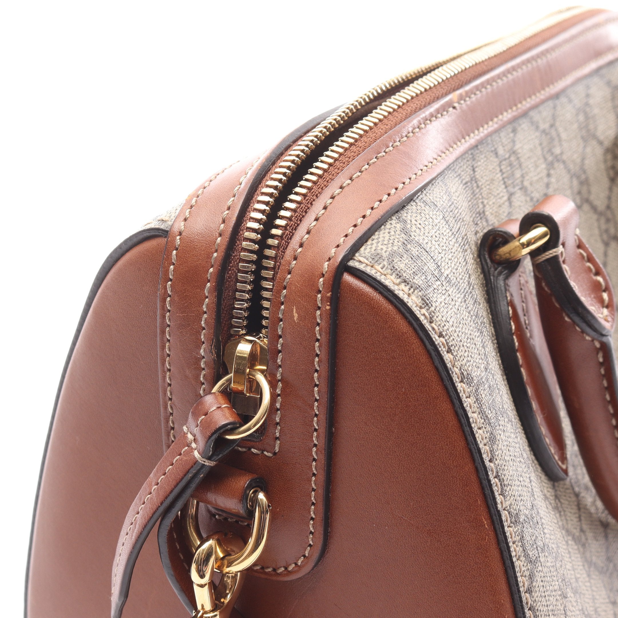 GGスプリーム ハンドバッグ ミニボストンバッグ PVC レザー ベージュ