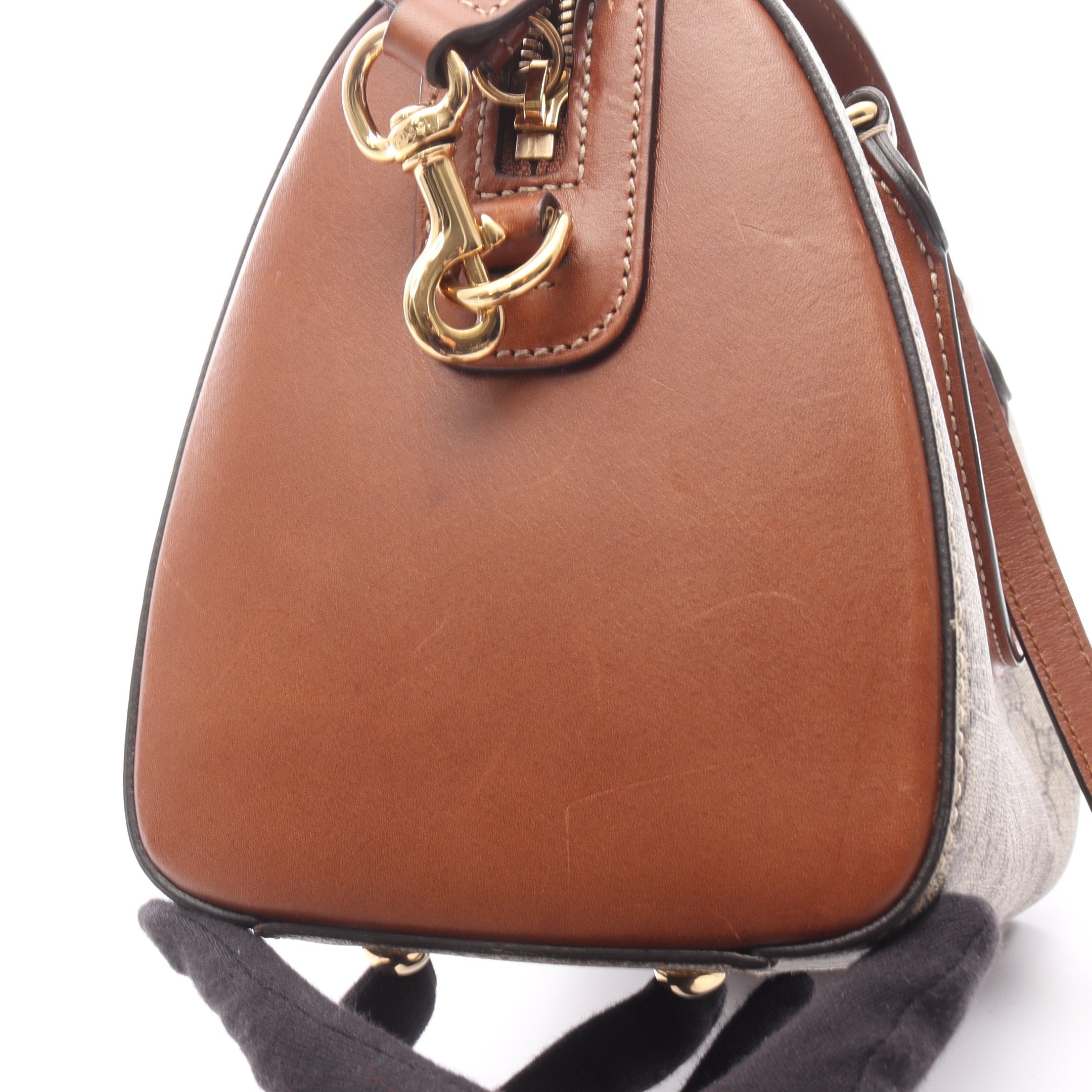 GGスプリーム ハンドバッグ ミニボストンバッグ PVC レザー ベージュ