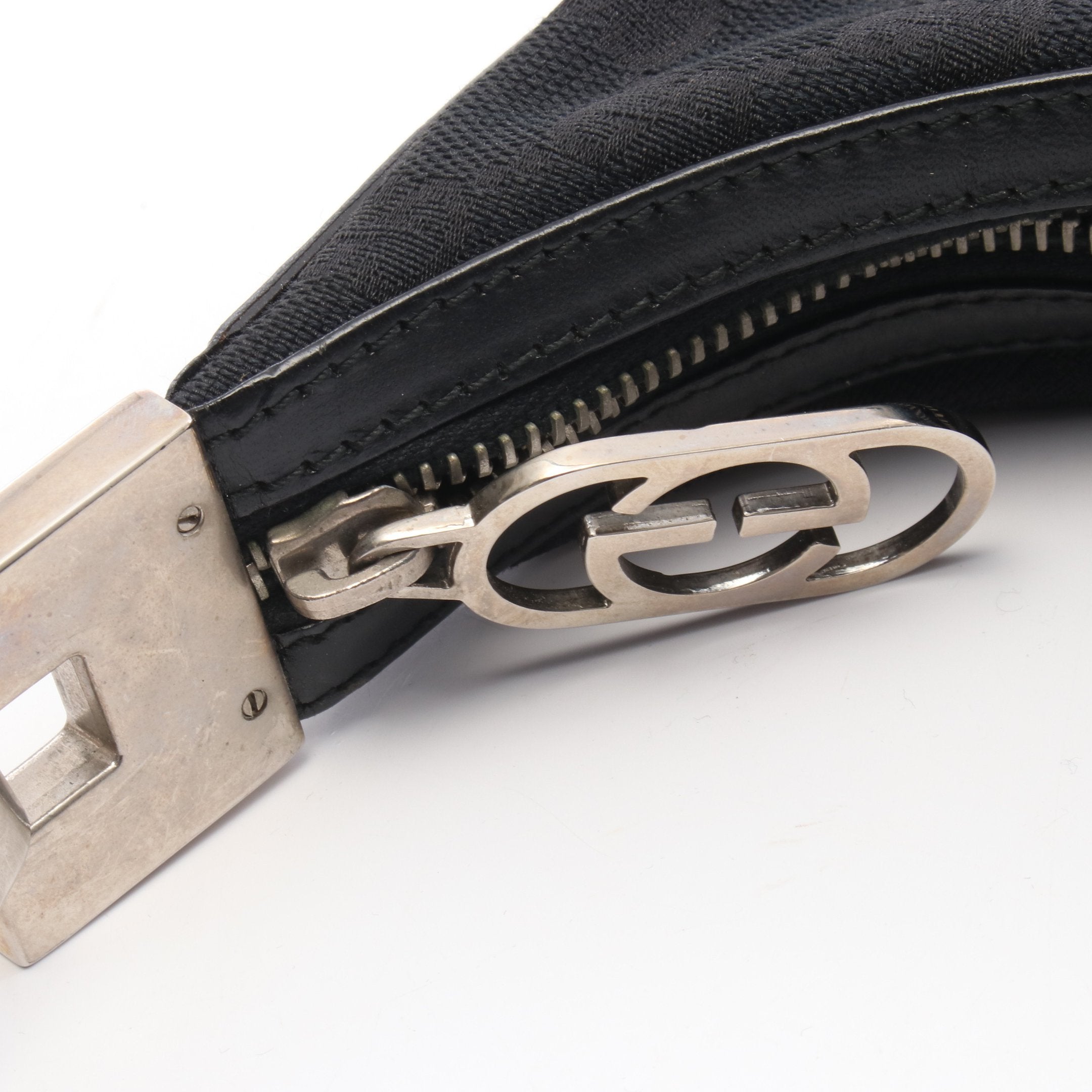 ワンショルダーバッグ キャンバス レザー ブラック グッチ – RECLO