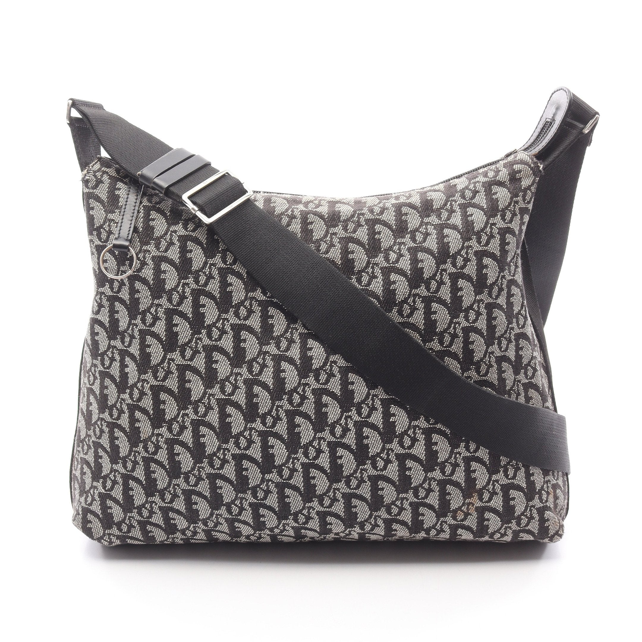 トロッター ショルダーバッグ キャンバス レザー グレー ブラック