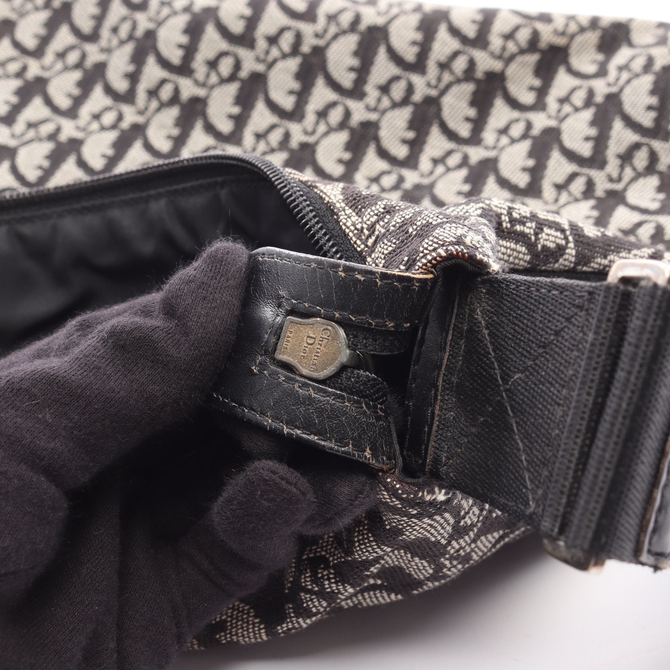 トロッター ショルダーバッグ キャンバス レザー グレー ブラック