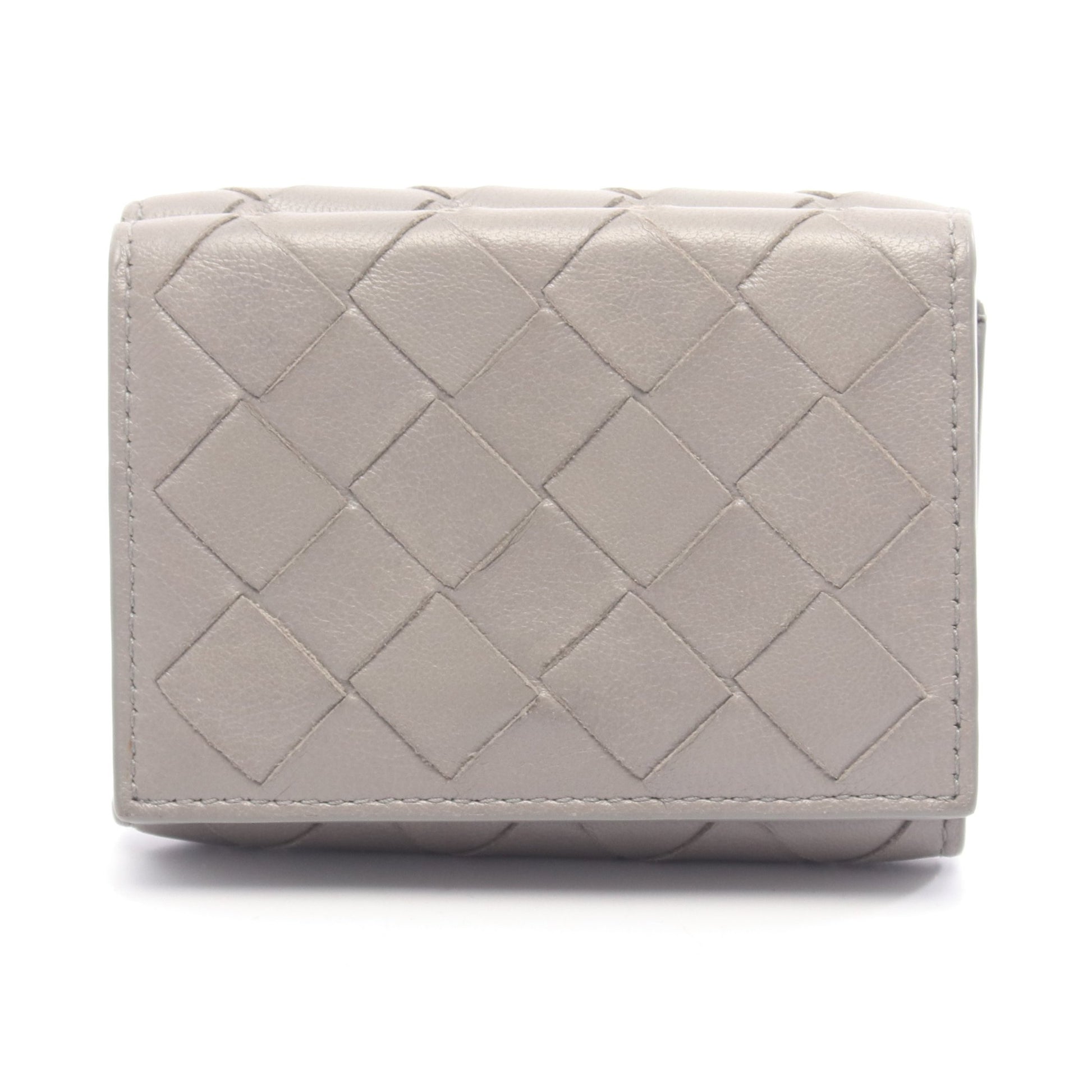 イントレチャート 三つ折り財布 レザー グレー ボッテガヴェネタ 財布・小物 BOTTEGA VENETA