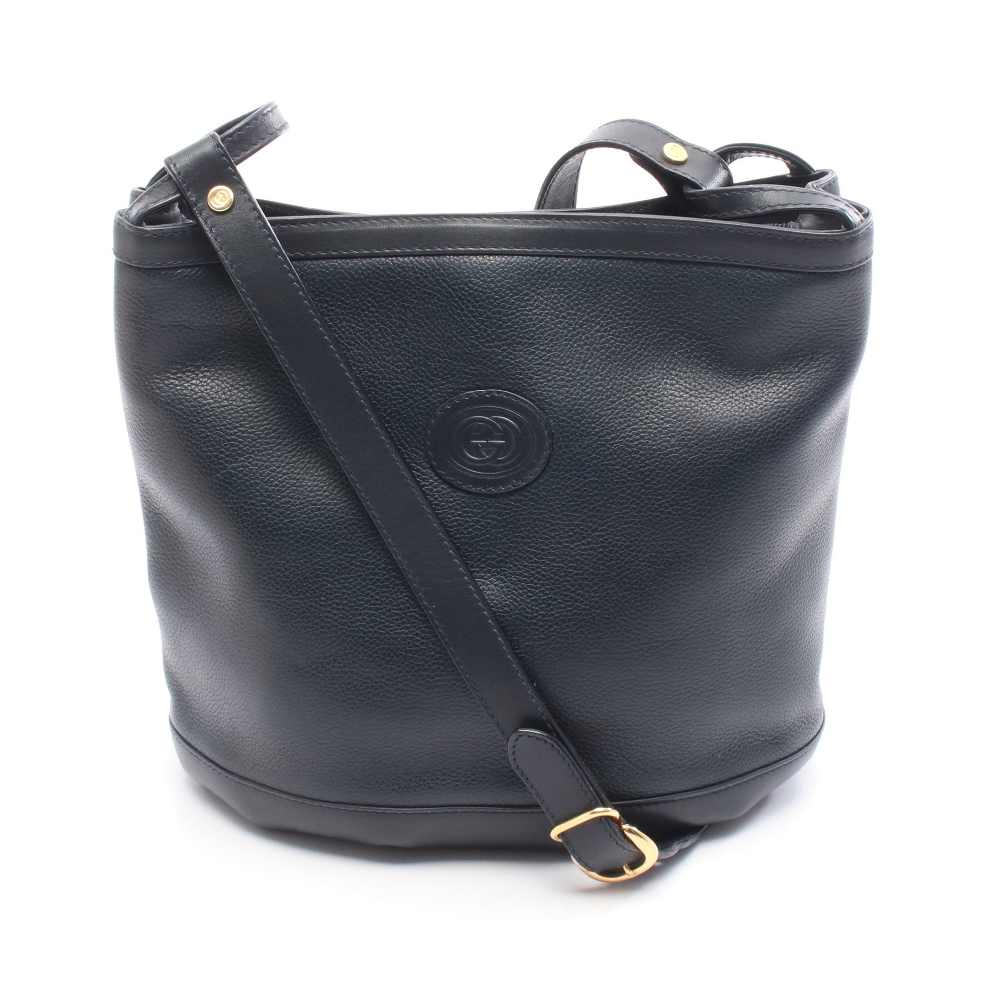 インターロッキングG ショルダーバッグ レザー ネイビー グッチ バッグ GUCCI