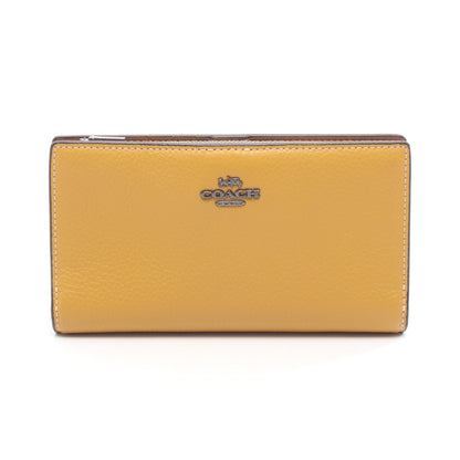 スリムジップウォレット 二つ折り長財布 レザー イエローブラウン コーチ 財布・小物 COACH