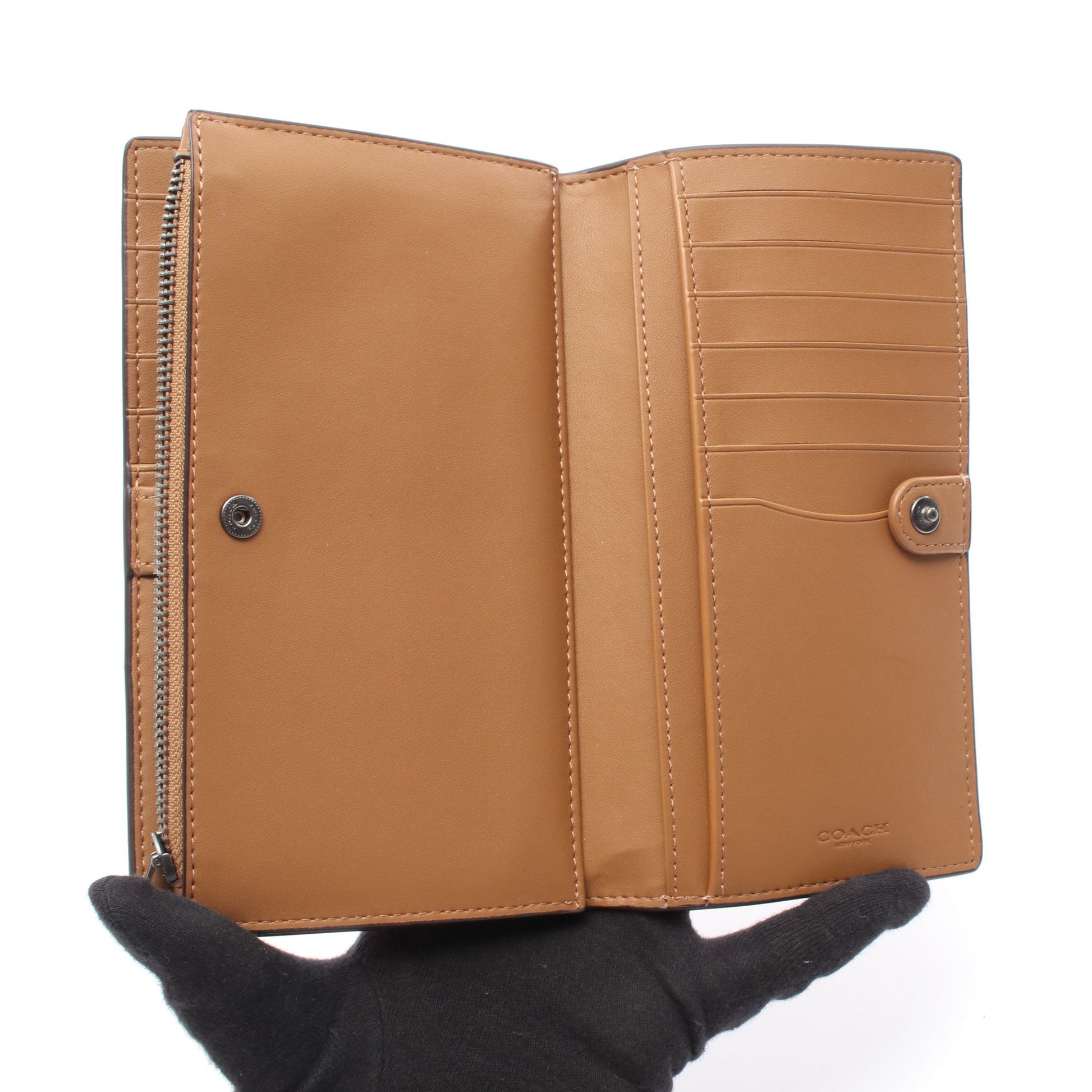 スリムジップウォレット 二つ折り長財布 レザー イエローブラウン コーチ 財布・小物 COACH