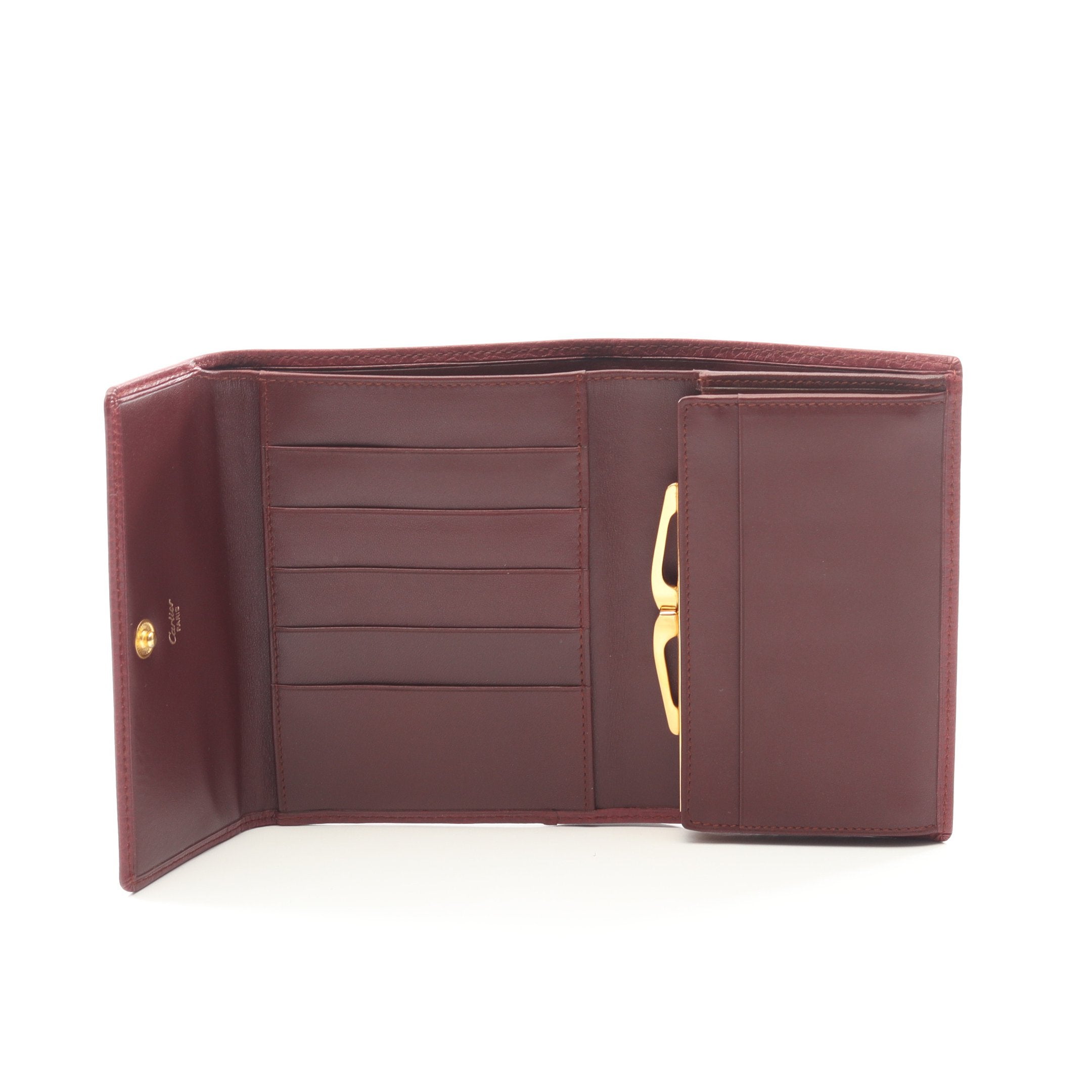 マストライン 三つ折り財布 レザー ボルドー がま口 カルティエ – RECLO