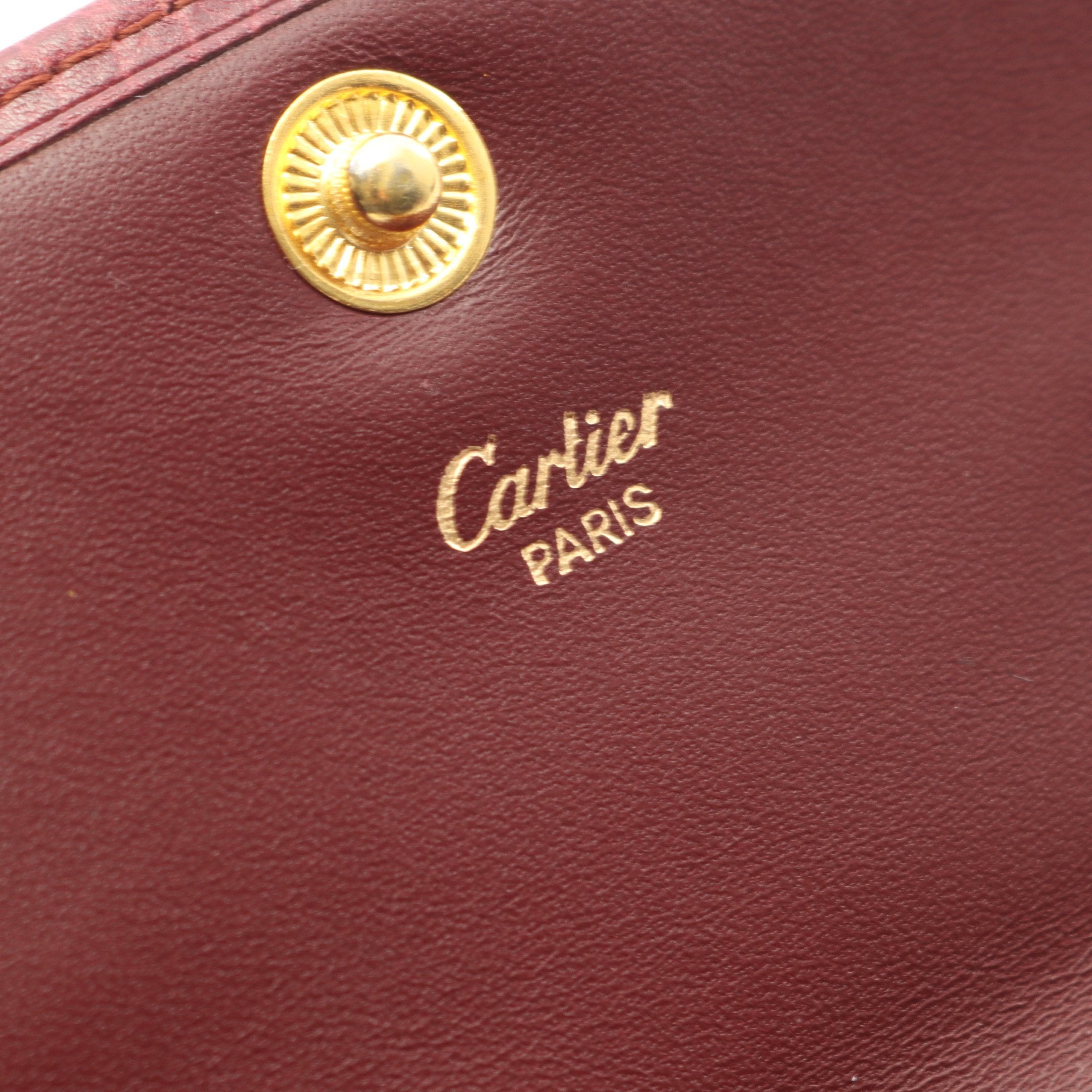 【美品】カルティエ マストライン 三つ折り財布 レザー がま口 ボルドー Cartier カルティエ マストライン 財布 ボルドー レザー 3つ折り