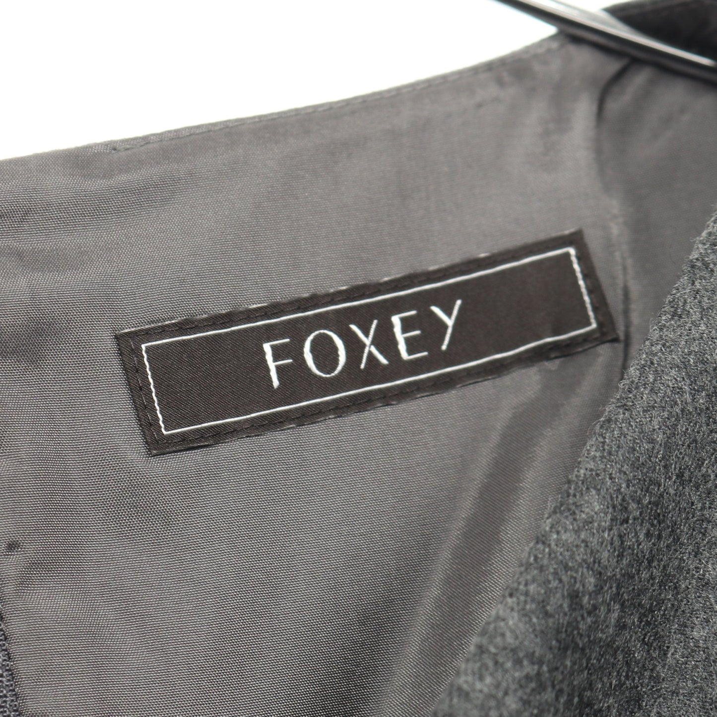 ワンピース ノースリーブ 刺繍 ウール グレー フォクシー ワンピース FOXEY