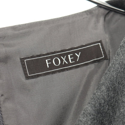 ワンピース ノースリーブ 刺繍 ウール グレー フォクシー ワンピース FOXEY