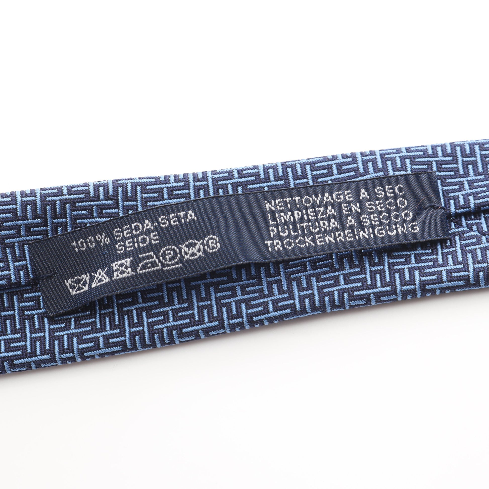 ジェオメトリカルH ネクタイ シルク ブルー エルメス 財布・小物 HERMES