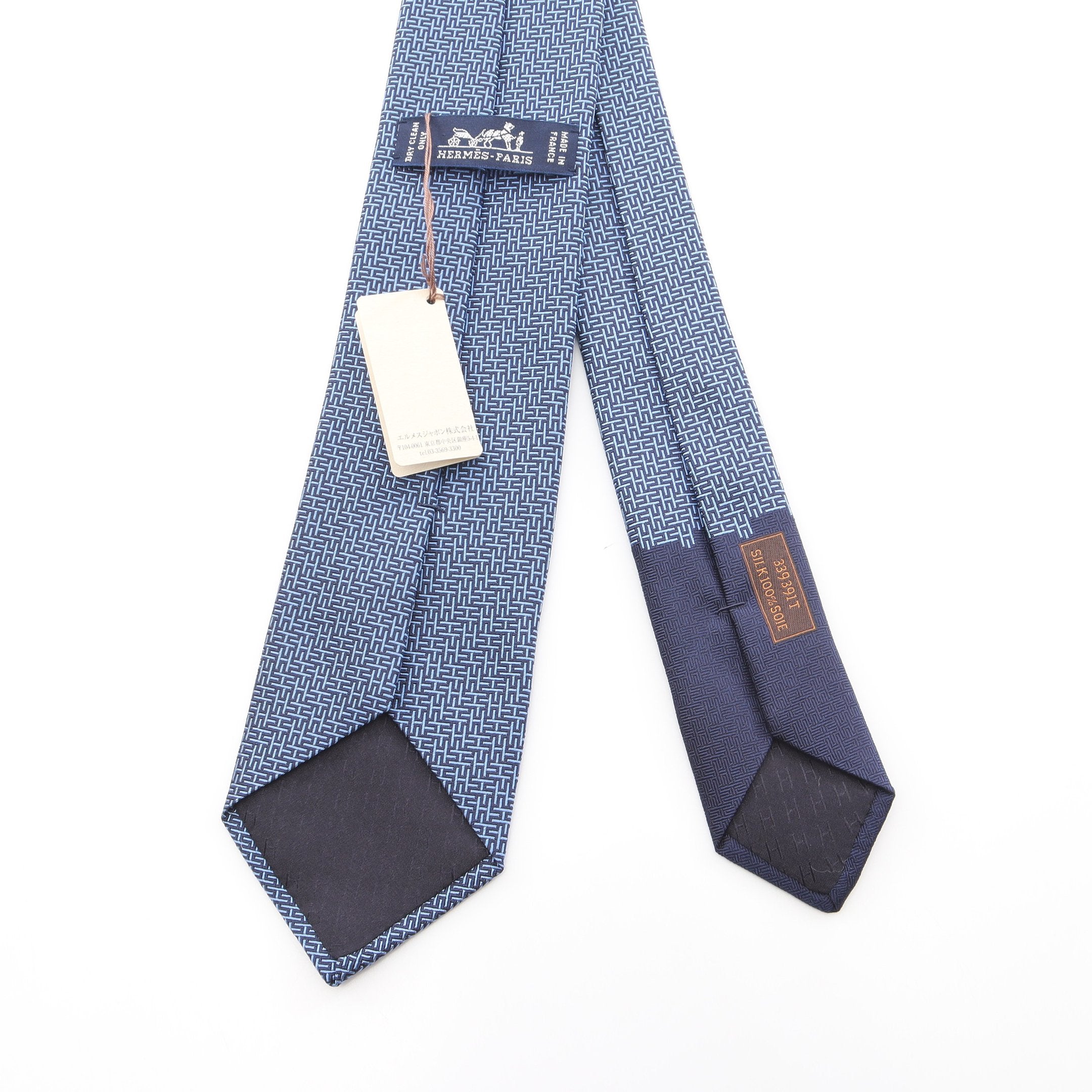 ジェオメトリカルH ネクタイ シルク ブルー エルメス – RECLO