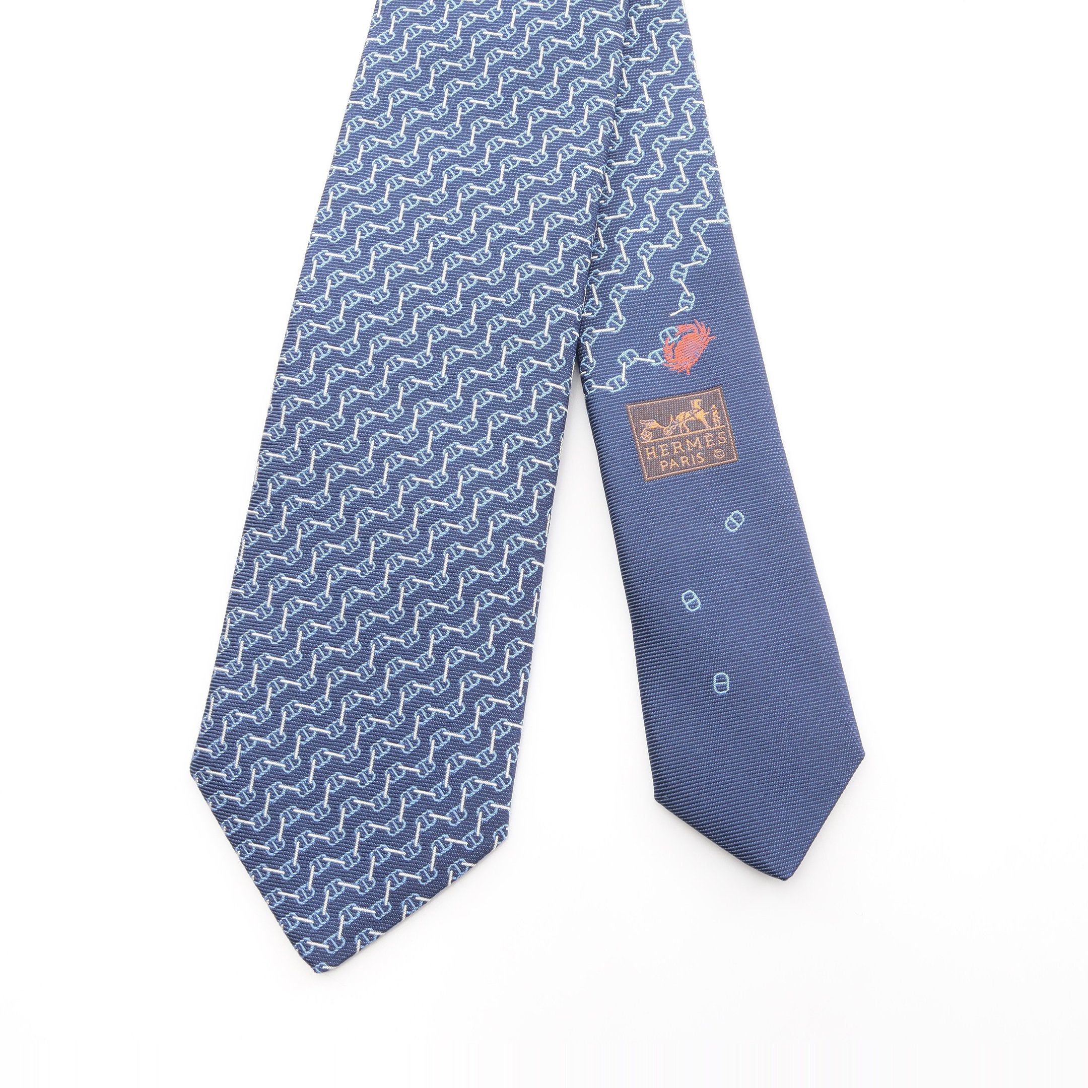 クラブデシェネ ネクタイ シルク ネイビー エルメス – RECLO